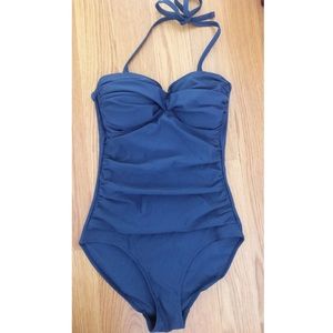 Twisted Bandeau Ruched Self Tie One Piece Swimsuit